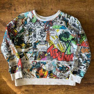 Marvel Comics All Over Print Spider-Man Ghostrider Thor She Hulk Sweatshirt - S